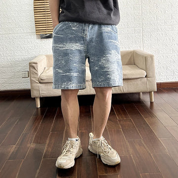 Aidase Heavyweight Jacquard Vintage Casual Loose Straight Shorts for Men Summer Fashion Special Wash Denim Half Jeans 24ss Y2k aidase-shop